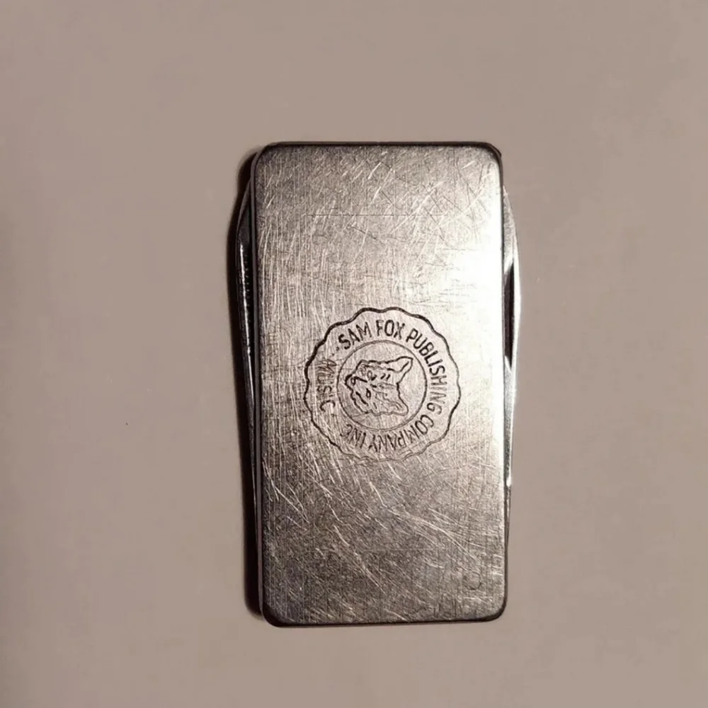 SAM FOX MUSIC PUBLISHING ANTIQUE SILVER  (ITALY) MONEY CLIP NAIL FILE VERY RARE!